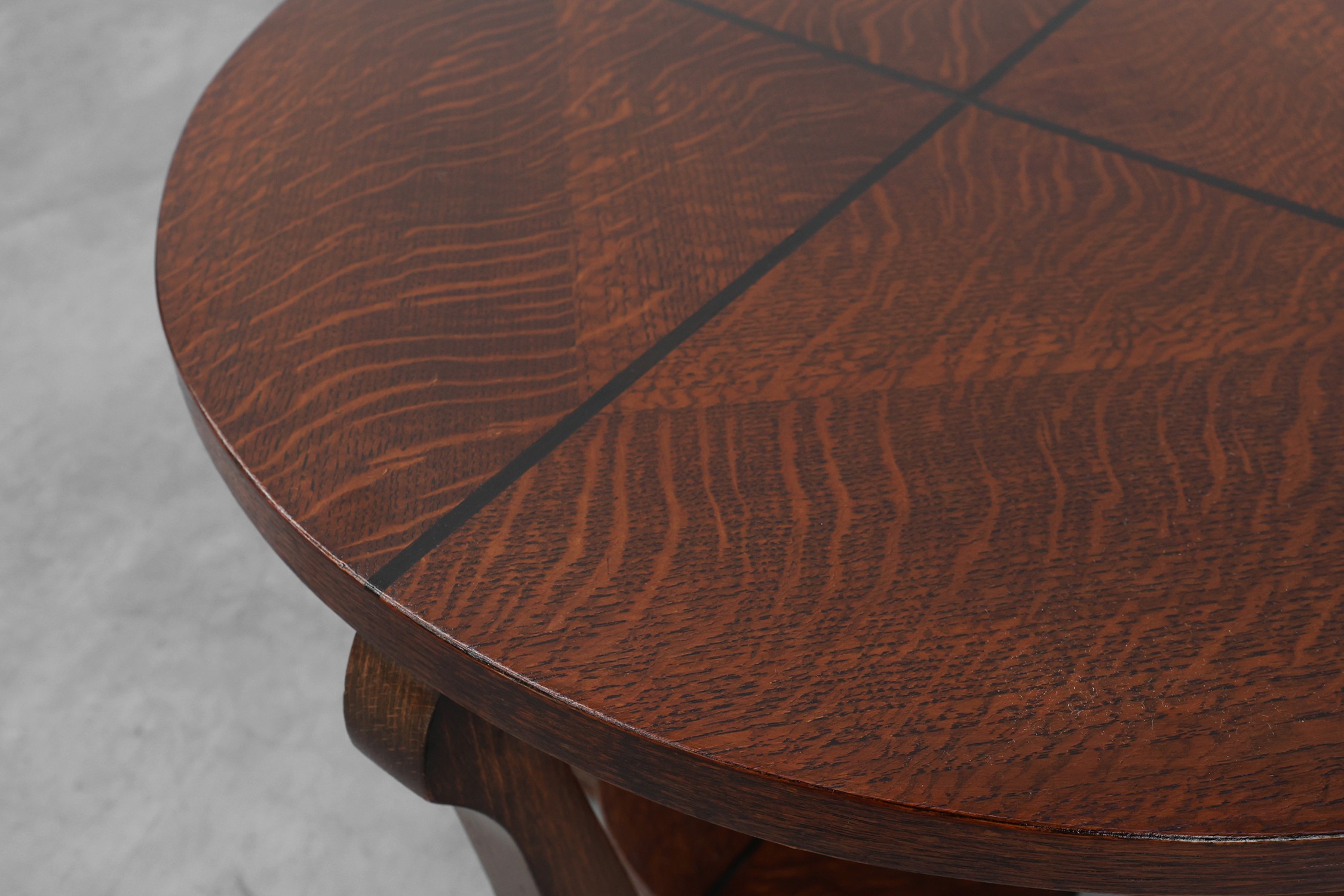 Art Deco Oak Side Table with Sculptural Base and Geometric Top, Belgium ca. 1920thumbnail